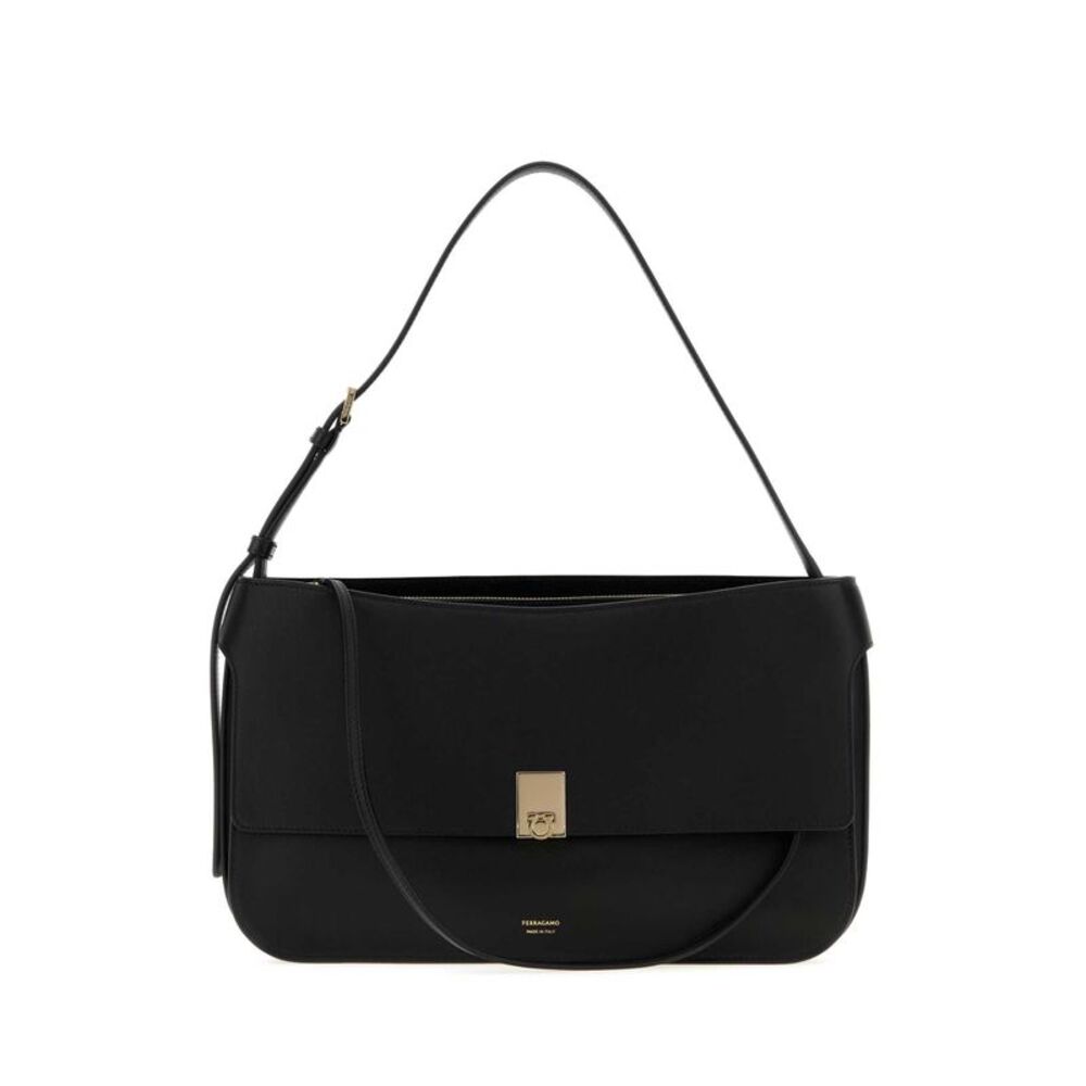 Salvatore Ferragamo Women Black Leather Small Cara Shoulder Bag